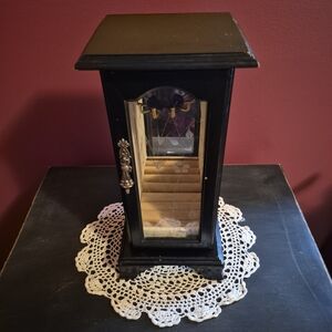 Vintage Black Jewelry Box with Mirror